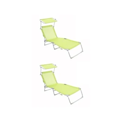 Imagen de NORDIQ Tumbona Plegable con Parasol Pack 2 Tumbonas Jardin Exterior Reclinables Respaldo Ajustable de Acero 19 mm para Terraza y Piscina Ligera Resistente Lima