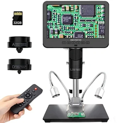 Imagen de Andonstar AD246S M Microscopio Digital HDMI 2000x para Adultos, 3 Lentes 2160P UHD de grabación vídeo, 7 Pulgadas LCD Soldadura, Kit biológico, Compatible con Windows