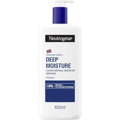 Imagen de Neutrogena Loción corporal Hidratación Profunda Fórmula Noruega para piel seca (400 ml), crema hidratante con tecnología Pro Ceramida y Glicerina