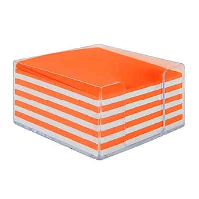 Imagen de Waytex 931085 Bloc de notas blanco Naranja neón 350 9 x cm con soporte plexi transparente