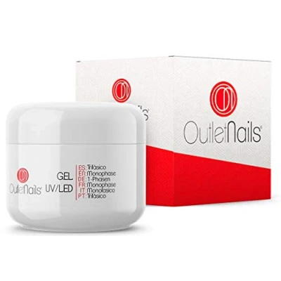 Imagen de Gel Trifasico UV/LED 50ml para Uñas de OUTLET NAILS, transparente, Viscosidad media, Monophase UV/LED/Monofasico