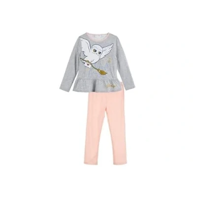Imagen de Harry Potter Pijama de algodón para niña, manga larga, dos piezas, estilo Hedwig con purpurina, conjunto pijamas 4 a 10 años, Rosa., 6 años