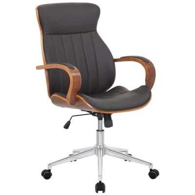 Imagen de CLP Silla De Oficina Melilla Ergonómica En Símil Cuero &amp; Base con Ruedas I Escritorio Regulable Altura, Color:Nuez/marrón