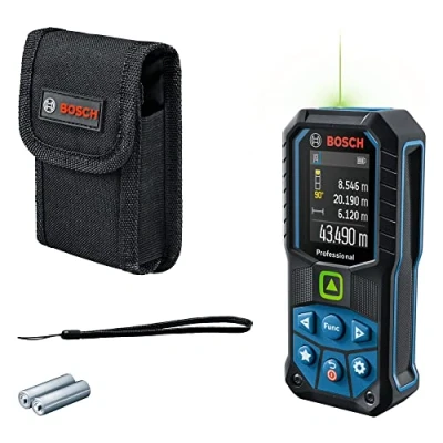 Imagen de Bosch Professional Medidor Láser GLM 50 23 G (láser Verde, Sensor de inclinación, Alcance: hasta 50.m, Robusto, IP65, ±1,5.mm, 2 Pilas AA, Correa sujeción, Funda), Blue