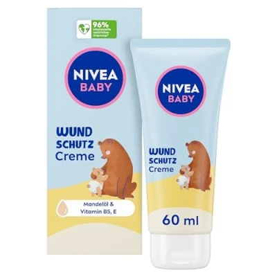 Imagen de NIVEA crema protectora para bebés bebés, alivia el enrojecimiento de la zona del pañal, hidratante hipoalergénica con aceite almendras natural, pantenol, óxido zinc +