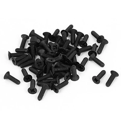 Imagen de sourcing map ® M3 x 10 mm Phillips Nailon Cabeza Avellanada Perno Tornillo de máquina negro 50 piezas