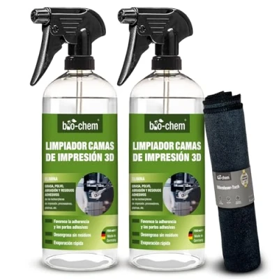 Imagen de Bio Chem Spray Limpiador para impresoras 3D 2 x 750mL con paño Microfibra Producto el lecho de impresión 3D, Piezas PC y Otros Dispositivos electrónicos