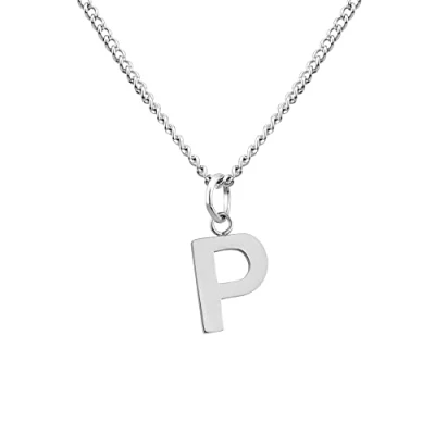 Imagen de GD GOOD.designs collar con letras P de plata respetuoso la piel para señoras I Cadena