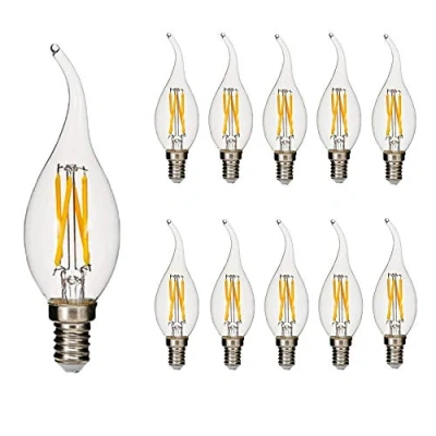 Imagen de BANGSHUO E14 Bombillas Vela Filamento LED 4W C35 Casquillo Fino Equivalente a 40W E27, 400 lúmenes Blanco Cálido 2700K Bombilla Retro Vintage, No regulable Pack de 10