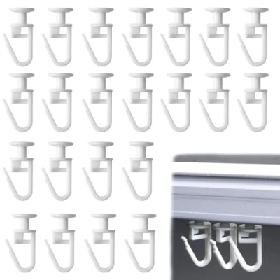 Imagen de VHPNWJOB 100 Piezas Ganchos Deslizantes para Rieles de Cortinas Cortina Ventana Puerta Ducha con Plegables Interiores Curtain Rolls Hooks