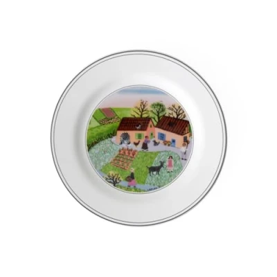 Imagen de Villeroy &amp; Boch Design Naif Plato para Pan Chimenea de Diseño Clásico con Alegre decoración, Porcelana, Verde, 17 cm