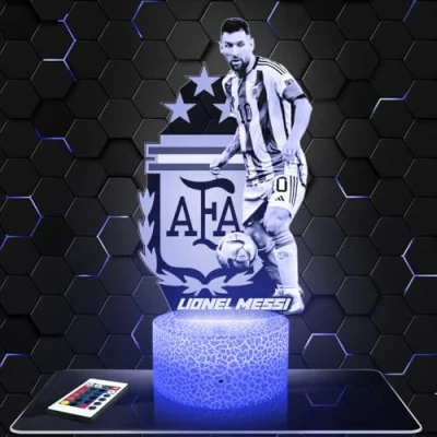 Imagen de lámpara de mesilla noche, luz nocturna táctil L. Messi Argentine LED ilusión 3D, idea regalo para niños y niñas, Navidad, noche o adultos. TOP