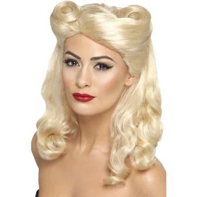 Imagen de Smiffys Peluca pin up de los 40, rubia, con rulos la victoria