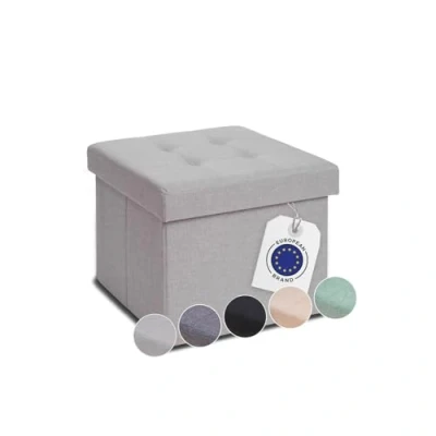 Imagen de Blumtal banco almacenaje con 41x31x31 cm puff salon dormitorio taburete reposapies puf gris claro