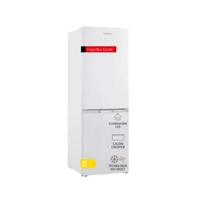Imagen de Corberó Frigorífico Combi 327L CCH18574NFW No Frost Luz LED Crisper Balcones Ajustables Estantes de Cristal Hueveras Cubiteras 39 Db Eficiencia Energética D, Blanco, Plateado