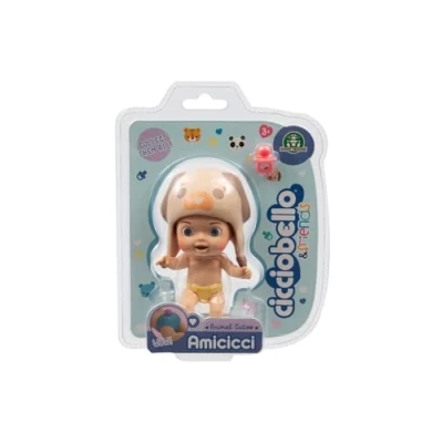 Imagen de Cicciobello Amicicci CC038500 Giochi Preziosi Minifigura con Gorro de Animal y coleta en el pañal, para niñas a Partir 3 años,
