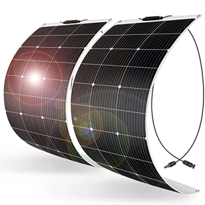 Imagen de DOKIO 2 * 100W 12V Panel Solar Flexible Monocristalina Placa 200W Ligereza ideal para RV, Barco, Camping, Caravana