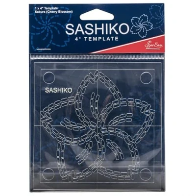 Imagen de Sashiko Sew Easy, plantilla 10 cm, regla de acolchado y patchwork Sakura (flor cerezo) para coser apliques, acrílico transparente antideslizante, instrucciones incluidas (idioma español no