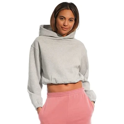 Imagen de Light &amp; Shade Sudadera corta con capucha para mujer, Gris Claro, L