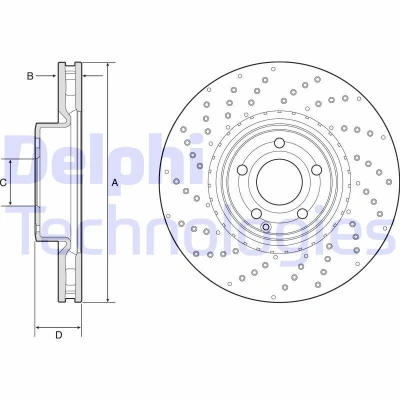 Imagen de DELPHI BG9216C Disco de freno 342 32 5 ventilado revestido altamente carbonizado sin cojinete rueda, anillo sensor ABS MERCEDES BENZ: SL Cabrio