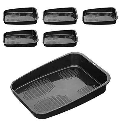 Imagen de Navaris Set de 6 bandejas para Zapatos Base secar 32.7 x 23.6 CM Bandeja Goteo escurridora con Borde Elevado y apilables