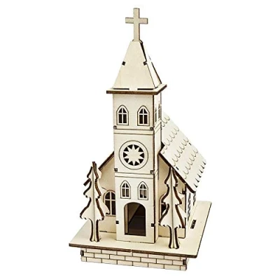Imagen de Ideen mit Herz Iglesia de madera, para montar, 22,5 cm x 11,5 13,5
