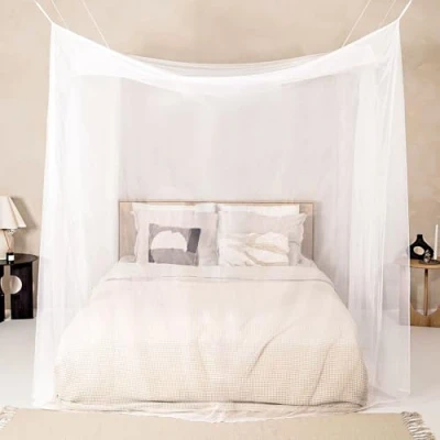Imagen de Sekey 220x200x200 cm Mosquitera para Cama Doble con Kit de colocación, Cortina, Protección Repelente contra Insectos, Malla antinsectos rápida y fácil instalación, Blanco