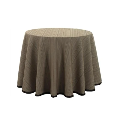Imagen de Donegal Collections Falda Mesa Camilla Redonda 100 cm Riby Beige Faldillas con Altura para 75 Tejido Ribete 50% Algodón Poliester, Fabricado 100% en España