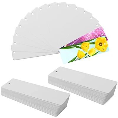 Imagen de Belle Vous Pack de 300 Marca Páginas Cartón en Blanco 15 x 5 cm Punto Libro Personalizado con Agujero para Borla Set Paginas Libros Regalo Lectura Niños, Hombres y Mujeres