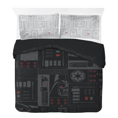 Imagen de Jay Franco Star Wars Darth Vader Juego de funda edredón para cama matrimonio, 100% algodón, incluye fundas almohada 50 x 70 cm