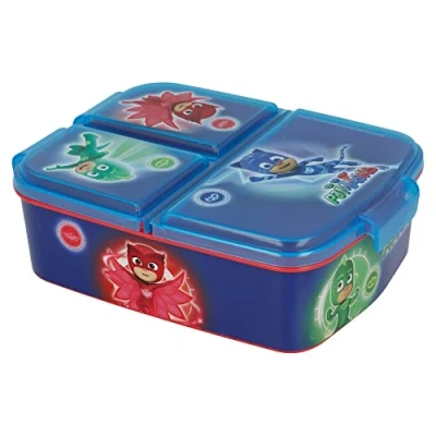 Imagen de Pj Masks Sandwichera Con 3 Compartimentos Para Niños Lonchera Infantil Porta Merienda Fiambrera Decorada