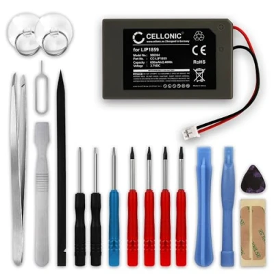 Imagen de CELLONIC 2X Batería Compatible con Playstation 3 SIXAXIS Controller (PS3 CECHZC1E,CECHZC1H,CECHZC1J,CECHZC1U), LIP1859,LIP1472 650mAh + Juego de Destornilladores Pila Repuesto bateria