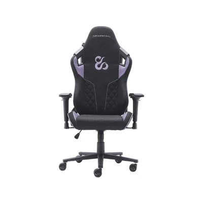 Imagen de Silla gaming Newskill Takamikura V2, Reposabrazos 4D, Tela Transpirable, Cojines Lumbar y Cervical, Reclinable en 180º, Hasta 136 kg, Morado