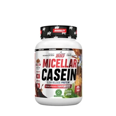 Imagen de BIG Caseina Micelar de Maxima Calidad, Proteina Liberacion Sostenida para Recuperacion y Masa Muscular, Textura Cremosa (Con toppings (trocitos), Mowgly Chocolate)