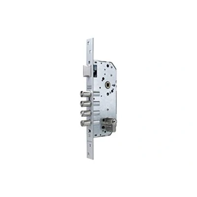 Imagen de Tesa Assa Abloy Cerradura de seguridad monopunto R100B 4 bulones cierre y picaporte, cilindro T60 60mm, entrada escudo E300L, acabado acero cromado