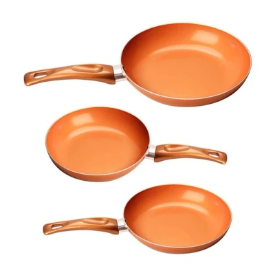 Imagen de gridinlux® Set de Sartenes 5 Piezas Cobre Todo tipo cocinas: vitro, inducción y gas Superficie cerámita antihaderente 3 capas Aluminio Acero Aptas Lavavajillas