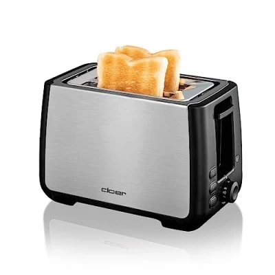 Imagen de Cloer 3569 King Size Tostadora para 2 XXL, control de tostadas, 1000 vatios, Caja acero inoxidable con plástico negro elementos, W, Ranuras