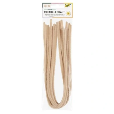 Imagen de folia 77842 Alambre de Chenilla, 10 Unidades en Color Beige Claro, diámetro 8 mm y 50 cm Largo, Ideal para niños Manualidades Animales, Figuras Otras Formas