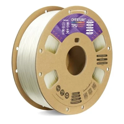 Imagen de OVERTURE Filamento de TPU Rollo Flexible 1,75 mm, Suave Para Impresora 3D 95A, Carrete 1 kg (2,2 libras), Precisión Dimensional +/ 0.02 mm(Transparente)