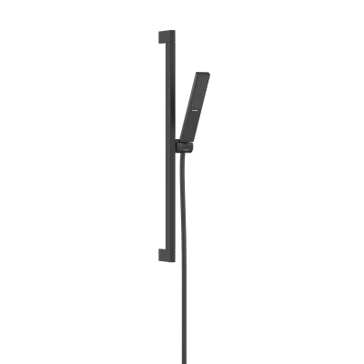 Imagen de hansgrohe Pulsify E set de ducha ahorro agua, mano (EcoSmart) con barra 65cm, flexo ducha, soporte alcachofa 1 tipo chorro, negro mate, 24370670