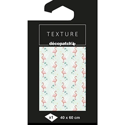 Imagen de Clairefontaine ES Décopatch TD783C Un paquet de 1 feuille papier Texture 40x60 cm, Flamand rose avec dorures