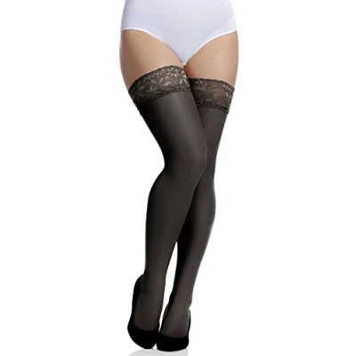 Imagen de Merry Style Medias Autoadhesivas Tallas Grandes Plus Size Mujer MS 164 15 DEN (Negro, XL XXL)