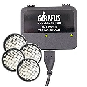 Imagen de Girafus Cargador de Batería para Pila Botón Recargable LIR 2032/2016 / 2025 4 Baterías LIR2032 3.7V Incluidas Universal: Apto Cualquier USB