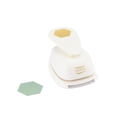 Imagen de Vaessen Creative Perforadora de papel para manualidades, hexagonal, 1.5 pulgadas, proyectos bricolaje, álbumes recortes, fabricación tarjetas y más, blanco/rosa