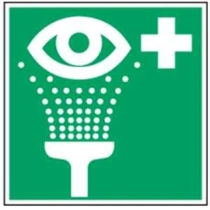 Imagen de Cartel Resistente PVC Escudo: el lavado de ojos, acuerdo con ASR A 1,3 Señaletica Aviso Ideal para Colgar y Advertir