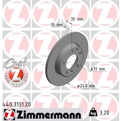 Imagen de ZIMMERMANN COAT Z 440.3131.20 Disco de freno 249 10 7/5 5 108 macizo revestido PEUGEOT: 308 II Hatchback, SW 2