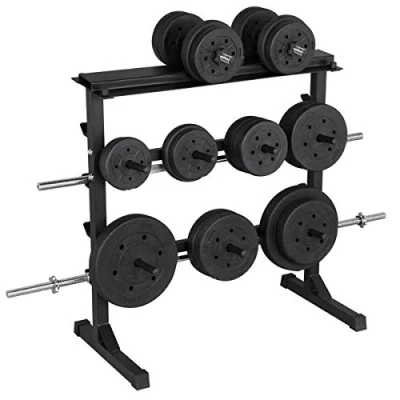 Imagen de Yaheetech Soporte para Barras de Pesas Discos 28mm Mancuernas y Estante Barbell Carga MAX.300 kg