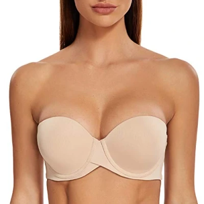 Imagen de MELENECA Sujetador sin Tirantes Push Up de Silicona para Mujer Beige 95D