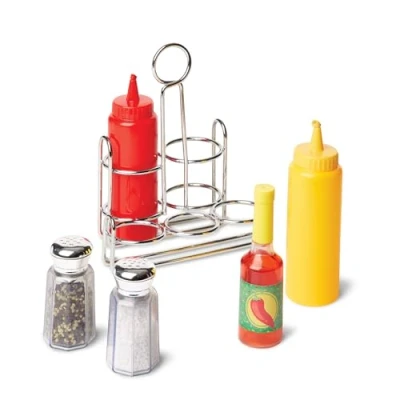 Imagen de Melissa &amp; Doug Juego de condimentos para niños, Incluye sal, pimienta, ketchup, mostaza y chilli, creativo simulación, Cocina juguete, Juguete comida, Regalo niños 3 4 5 6 7 años