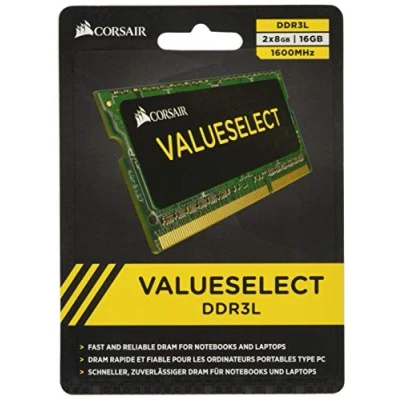Imagen de Corsair Value Select SODIMM 16GB (2x8GB) DDR3L 1600MHz C11 Memoria para Portátiles/Notebooks Negro